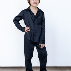 Пижама детская из тенселя с брюками и рубашкой &#34;Черный&#34;