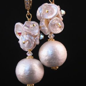 Серьги. Серьги из хлопкового жемчуга