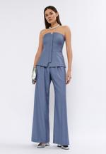 Брюки палаццо MONRO из шерсти с шелком серо-голубого цвета THE CODE MONE