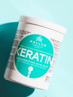 Kallos Крем-маска с КЕРАТИНОМ и экстрактом молочного протеина для сухих, поврежденных и химически обработанных волос, 1000 мл. 0814