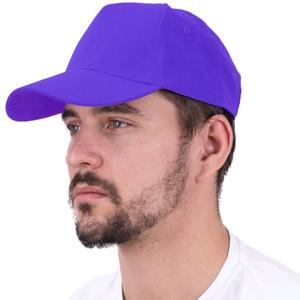 Бейсболка базовая, 5-клинка, без шва на лбу.
Плотность ткани:  210гр., металлическая застежка
Состав — 100% хлопок
цвет: фиолетовый