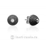 Серьги-пуссеты серебряные с черными цирконами INSES31B