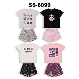 Уютные пижамы для девочки от 8 до 12 лет из хлопковой ткани супрем. Модель состоит из маки и шорт.