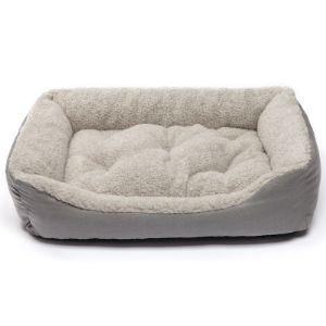 70*50, Прямоугольная лежанка кровать для животных из овечьей шерсти- серая