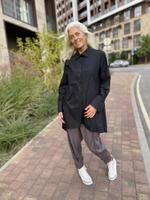 Рубашка женская удлиненная черная ассиметричная хлопок, платье-рубашка Б002Ч