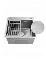 Мойка SIRIUSLINE 50х50 Декор нержавеющая сталь с покрытием Соты, в комплекте коландер, сифон и дозатор SL5050-D