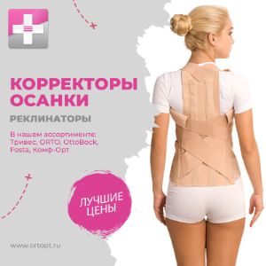 Корректоры осанки, реклинаторы.
В нашем ассортименте, по ценам производителей, вы можете купить корректоры осанки для детей и взрослых. Полный ассортимент производителей: Тривес, ORTO, OttoBock, Атлетика.
Отгрузка с нашего склада в Москве.

Минимальный заказ самовывоз м.Кантемировская - 10 000 рублей.
Отгрузка до магазина/ТК по Москве и МО - от 20 000 рублей.
При оформлении заказа вы не привязаны к каким-либо брендам и в минимальный заказ можете включить товары любых производителей.