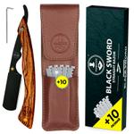 Опасная бритва для мужчин Manecode с 10 сменными лезвиями — Шаветт из вороненой стали, рукоятка из с Manecode darksword darksword