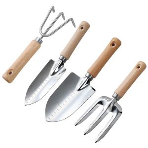 Набор садовых инструментов-4 штуки, набор тяжелых садовых ручных инструментов с деревянной ручкой, качественный садовый Рабочий набор из нержавеющей стали H
