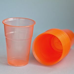 Одноразовые пластиковые стаканы для горячих и холодных напитков Напра.рф оранжевый стакан 200 мл
