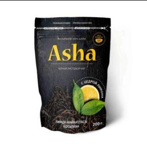 Аша  200 гр индийский черный листовой чай с добавлением сублимированный цедры лимона (пиалка в каждой пачке)