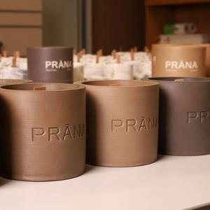 Ароматическая свеча бренда "Prana".
Общий тираж 125 штук.
Задача: Произвести брендированные формы по макету заказчика, подобрать цвета гипсовых изделий в цвет упаковки, объем свечей не менее 230 мл, ароматы премиум сегмента. 

Состав свечей: Соевый воск, деревянный двойной фитиль, аромат от производителя Candle Science из расчета 9% аромамасла на объем 250 мл.
Весь цикл работ занял 30 календарных дней.