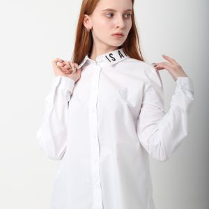 Рубашка подростковая белая с печатью, размеры 152,158,164,170