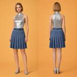 Azure Élan — Плиссированная юбка из трикотажа с джинсовым поясом