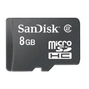 Карта памяти SanDisk MicroSDHC 8GB. Производитель: SanDisk
Тип флэш карты: MS Micro (M2) 
Скоростная группа: Высокоскоростная серия.
Тип интерфейса: Serial (Memory Stick), 10-контактный.
Емкость: 8 GB 
Напряжение питания (V): 1,8 В, 3,3 В 
