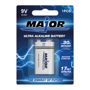 Батарейки &#34;Major&#34; Ultra Alkaline battery 
6LR61
В блоке 10, в коробке 120шт.
Продукция произведена в Китае. 
Собственная торговая марка компании RB Brands. (
От производителя. Оптом.
Цены: 6LR61 = 65,24 руб,. 
Цена без НДС, без учета доставки.
Бренд: Major
Гарантия производителя: есть
Чтобы купить оптом, свяжитесь с поставщиком. 
Компания поставщик — RB Brands из города Алматы. 
Доставка возможна транспортной компанией, самовывоз. 
Способы оплаты: наличными, безналичная оплата.