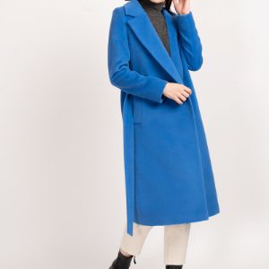 Пальто-халат средней длины и без лишних деталей.Пальто: О003-11 (Голубой )