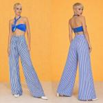 Azure Riviera — Полосатые брюки-палаццо с высокой талией