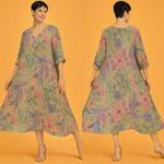 Botanical Whisper Льняное Платье Миди