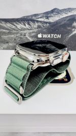 Apple Watch ULTRA, полированный титановый зеленый ремешок-петля, 49 мм, индивидуальный заказ