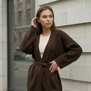 Удлиненный кардиган с поясом