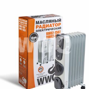 Масляные радиаторы WWQ — это бытовые электрические нагревательные приборы, предназначенные для нагрева воздуха только внутри жилых помещений. Все масляные радиаторы WWQ оснащены термостатом, позволяющим поддерживать температуру на заданном уровне, и термозащитой, которая отключит прибор , в случае, если температура нагревательного элемента достигнет опасного критического значения. Модели масляных радиаторов WWQ имеют мощность от 1,5 до 2,5 Квт и количество секций нагрева от 7 до 11. Модели с индексом «F» оснащены встроенным тепловентилятором. Все изделия имеют три режимов работы и укомплектованы ножками с колесиками.