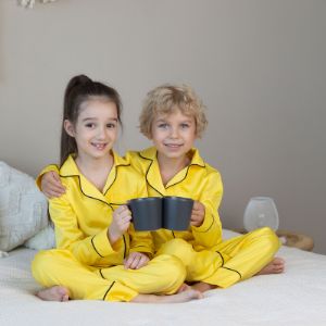 Пижама детская с брюками из рубашкой из сатина &#34;Желтый&#34;
