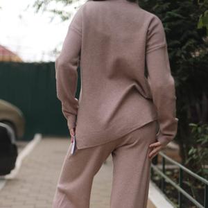 Трикотажный брючный костюм бежевый one size