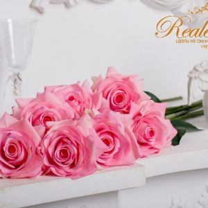 Роза раскрытая Reale, шелк с латексом, Natural touch, влажные на ощупь лепестки