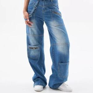 Женские джинсы багги синие