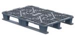 Пластиковый паллет 1200x800x150 мм серый многооборотный перфорированный на 3 полозьях с борти 00000046138
