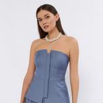 Топ-корсет MONRO из шерсти с шелком серо-голубого цвета