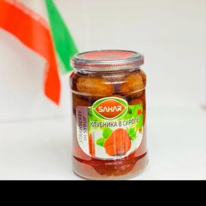 Состав: клубника,сахар,вода. Концетрация сиропа min 18%. Масса 630гр., сухой вес min 37% (233г), без консервантов и искусственных красителей.