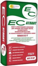 EC-АТЛАНТ Клей класса С2 для керамогранита крупного формата, для теплых полов 25 кг