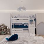 Двухъярусная кровать-домик с лестницей комодом