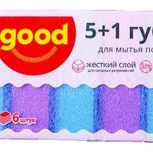 Губки кухонные д/мытья посуды"GOOD"5+1шт
код товара