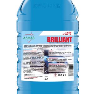 Автостеклоочиститель зимний &#34;BRILLIANT&#34; (-10°С) 4л ПЭТ -Стеклоомывающая жидкость для использования в зимний период при температуре до -10 °С с  фруктовым ароматом . Рекомендуется к использованию в начале и конце зимы.Применять незамерзайку можно вручную или с помощью омывателя для стёкол.