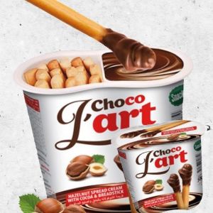 CHOCO L&#39;ART ПАСТА ОРЕХОВАЯ С КАКАО И ХЛЕБНЫМИ ПАЛОЧКАМИ,
КАКАО-ОРЕХОВЫЙ КРЕМ