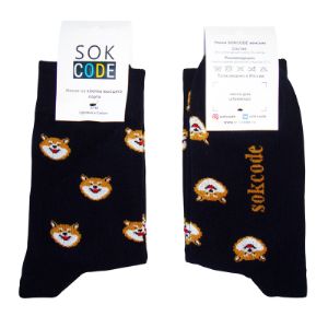 Носки женские собаки Акита Ину SOKCODE. Размер 37 - 40. Состав: 95% хлопок высшего сорта, 5% эластан.