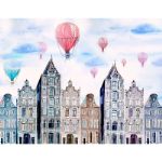 Фотообои бумажные бесшовные Verol "Воздушные шары над городом, акварель" 3,1 м2, ширина 200 см высота 155 см плотность 115 г/м 1-БФО_02837
