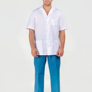 Костюм медицинский мужской - короткий рукав, на пуговицах, брюки на эластичной ленте, тк смесовая 35%х/б 65%п/э пл120гр