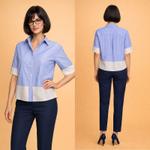 Элегантная рубашка в синюю полоску