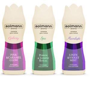 Парфюм для стирки ROLMANN включает ультра концентрированные парфюмированные   запахи по мотивам мировых бренов. Улучшает качество стирки за счет включения неиногенных ПАВ, придает стойкий аромат благодаря инкапсулированной технологии, обеспечивает сохранение цвета и структуры тканей