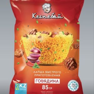 Лапша быстрого приготовления«Кеспебай» со вкусом курицы создана для любителей традиционных вкусов восточноевропейской кухни. 
Имеет слабую остроту. 
Обладает привлекательным ароматом и устойчивым вкусом.
Хорошо сочетается с мясными продуктами и холодными напитками.


Вес брикета: 90 грамм
Количество в коробке: 40 шт