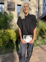 Блузка женская черная без рукавов, кимоно, трикотажная, женская жилетка БЧБР01