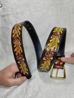 Ремень мужской. Изделия из кожи. Студия Кожи Стиль (СКСтиль). Листья дуба 2.