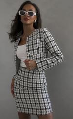 Твидовый костюм (юбка, пиджак), черно-белый