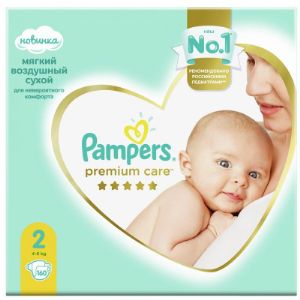 PAMPERS Подгузники Premium Care New Baby (4-8 кг) Мега Упаковка 160 шутк.