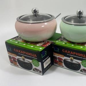 арт.7397	Сахарница из нерж.стали со стеклянной крышкой +ложка (бледно-зеленый/серебро) 440мл
арт.7398	Сахарница из нерж.стали со стеклянной крышкой +ложка (бледно-розовый/серебро) 440мл
арт.7399	Сахарница из нерж.стали со стеклянной крышкой +ложка (бледно-голубой/серебро) 440мл
