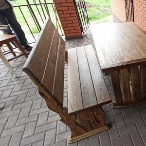 Стол и лавки на виранду из массива лиственницы